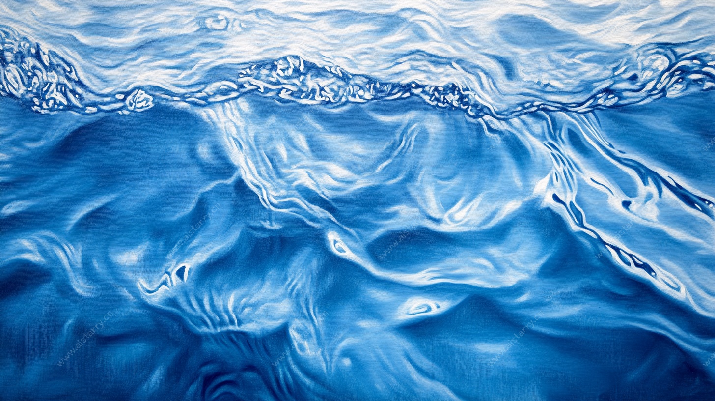 蓝色水波纹理特写