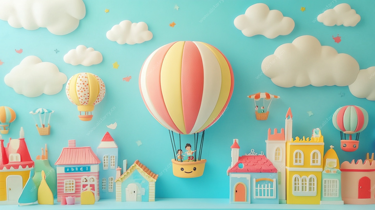 梦幻热气球童话城市景观