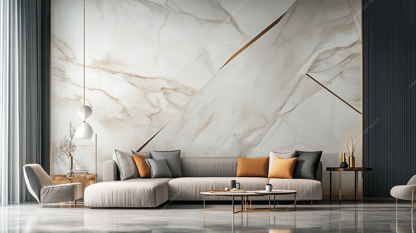 现代简约大理石客厅场景