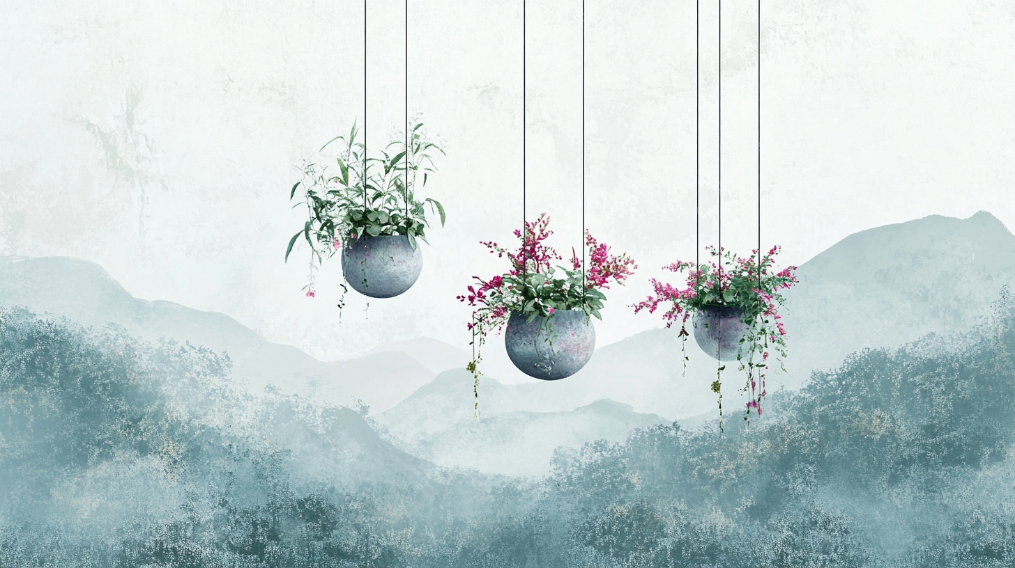 水墨风悬挂盆栽景观