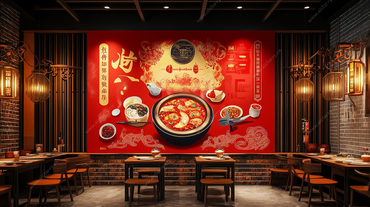中式火锅餐厅喜庆装饰图