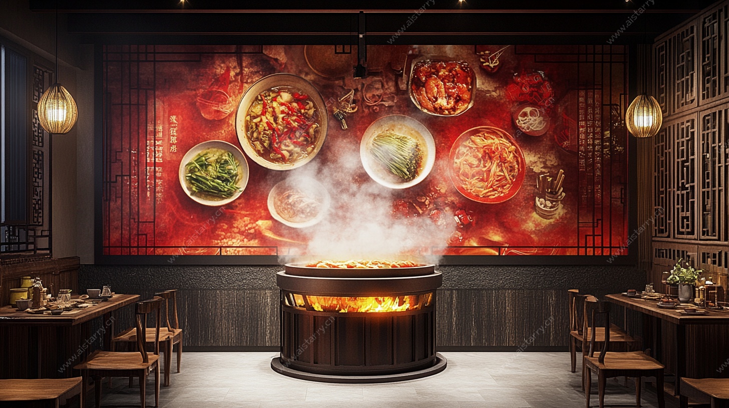 中式火锅餐厅室内场景