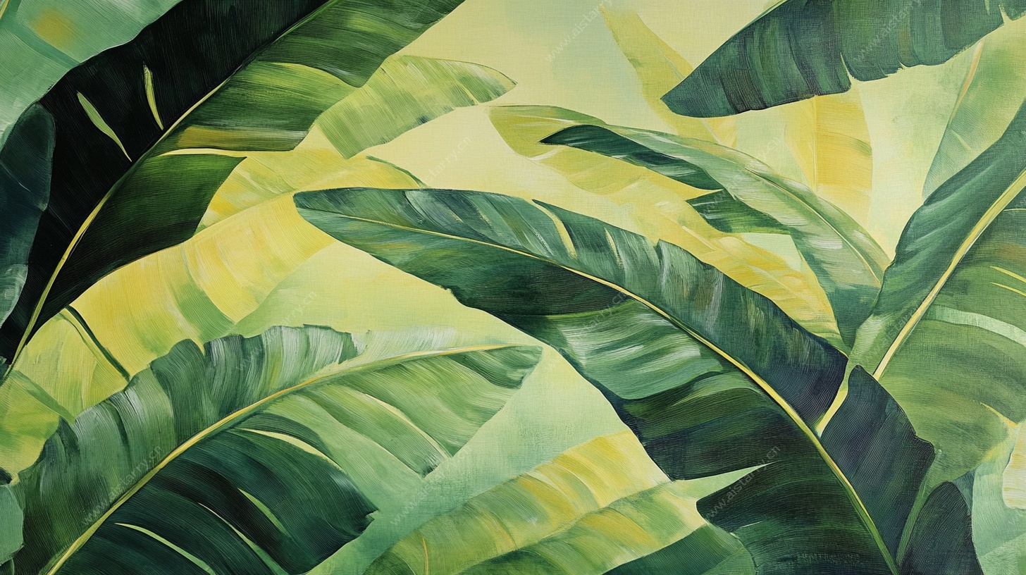 热带阔叶植物绘画艺术