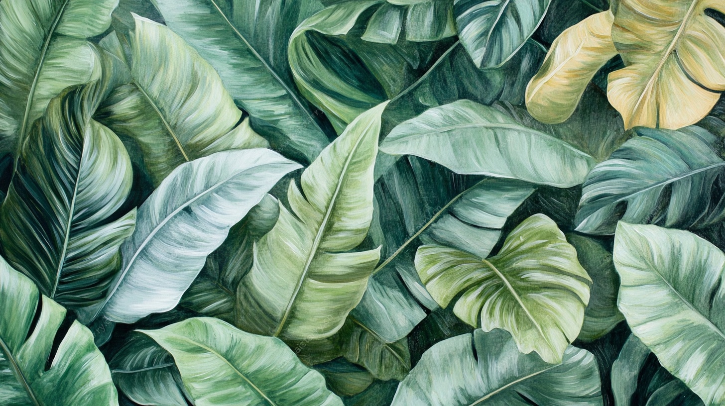 热带植物叶背景图案