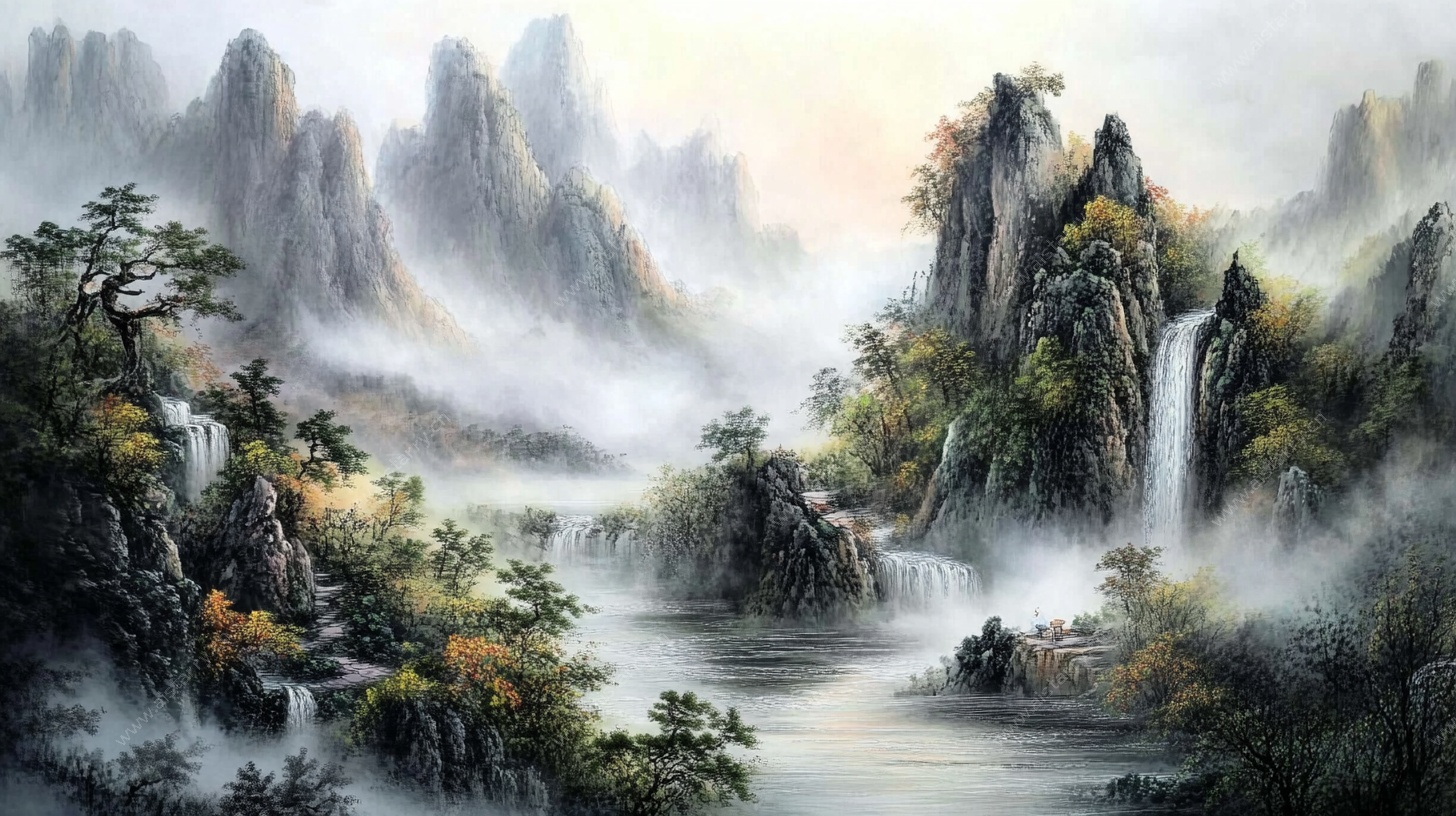 水墨山水间的自然盛景