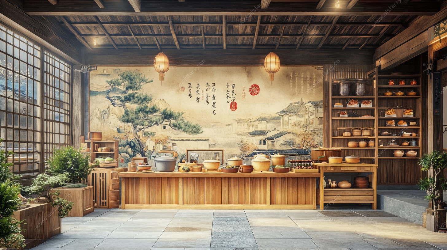 中式古风茶室典雅场景