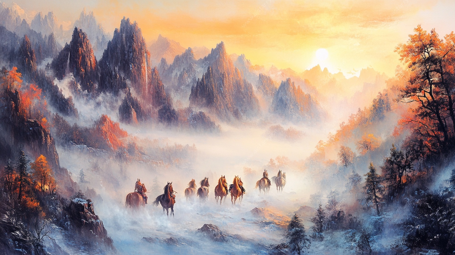 夕阳下的丝路驼队