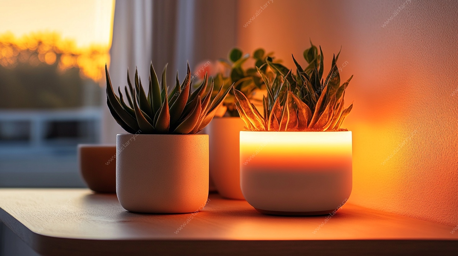 夕阳下的温馨多肉盆栽