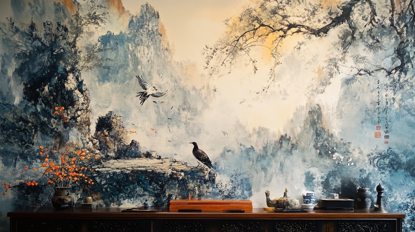 中式山水意境背景墙