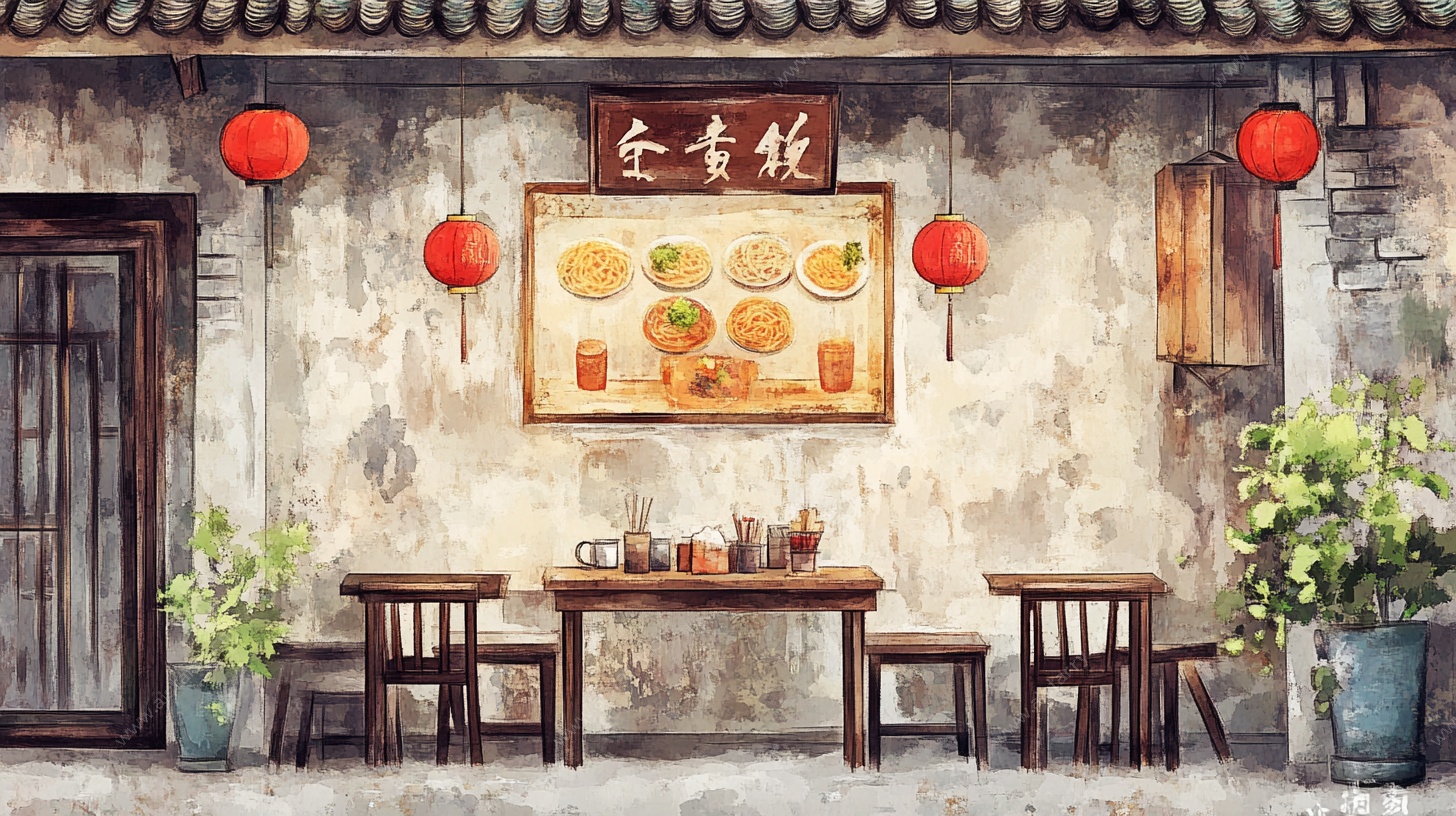复古中式面馆场景图