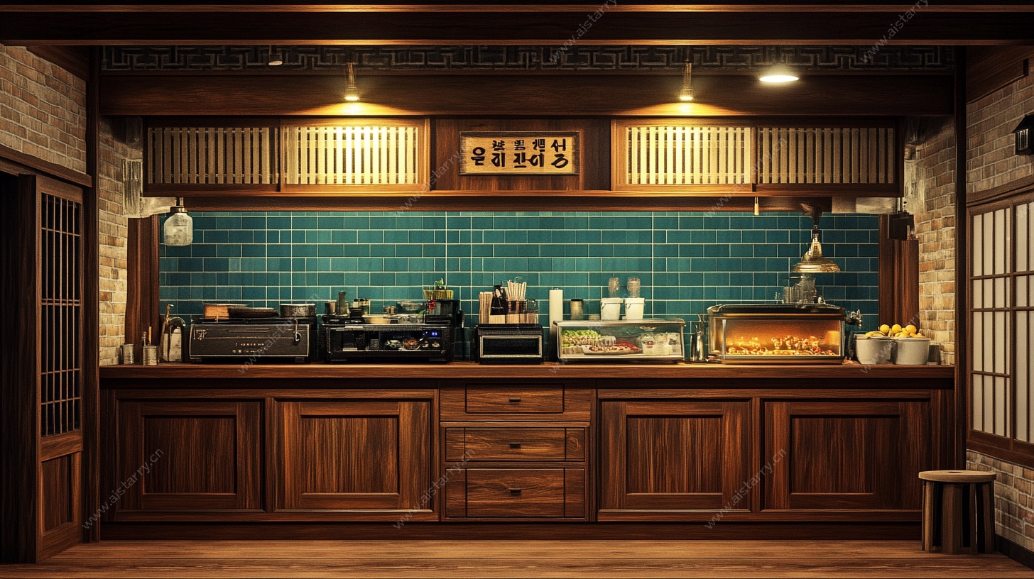 复古风咖啡店吧台场景