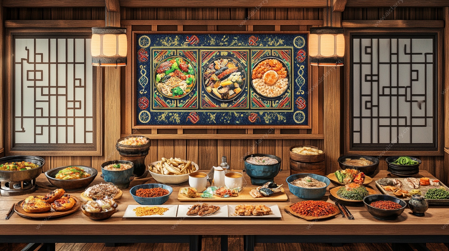 中式丰盛佳肴美食场景