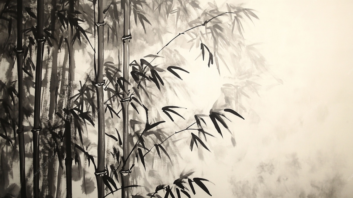 水墨竹林意境图