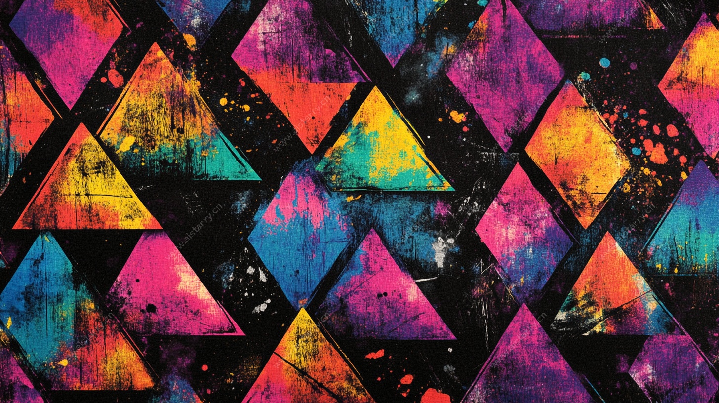 炫彩几何三角抽象图案