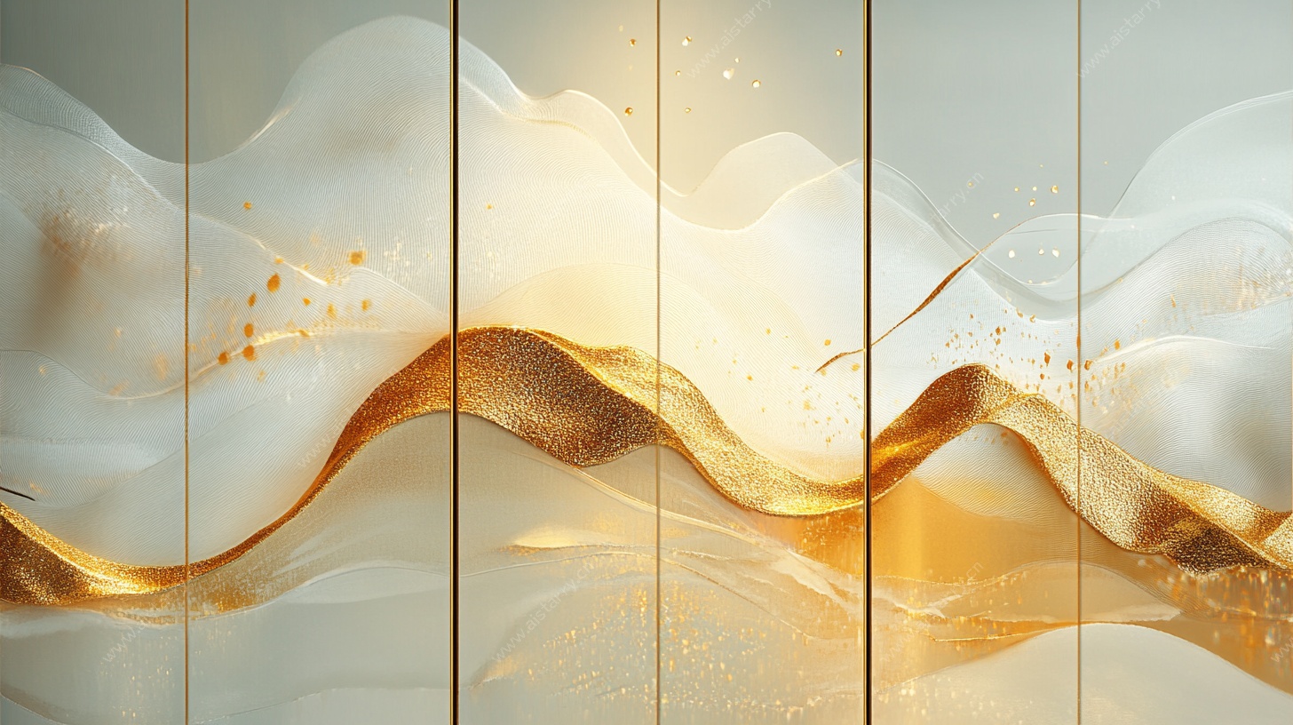 金色流动抽象艺术背景图