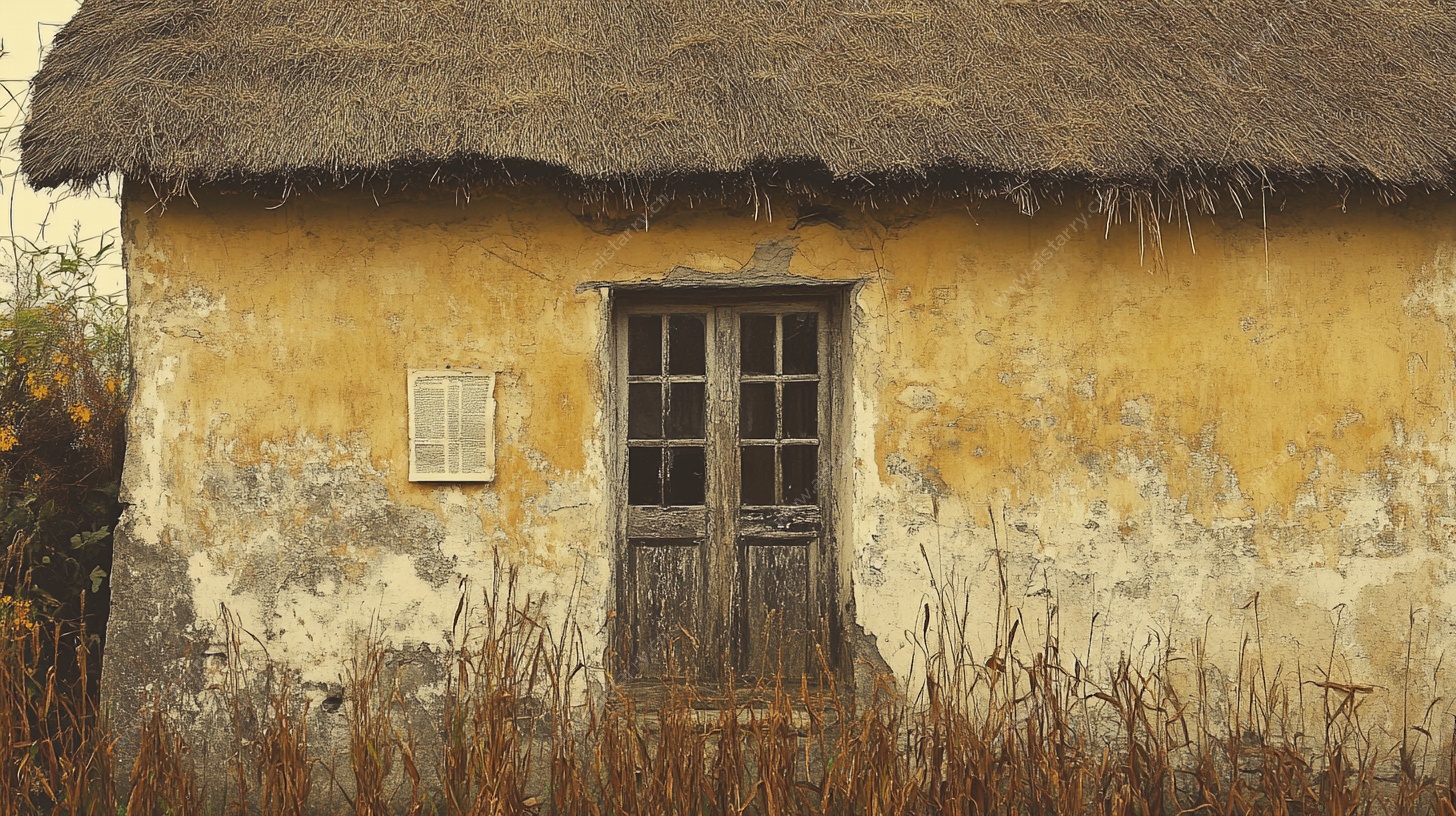 老旧茅草屋的质朴景象