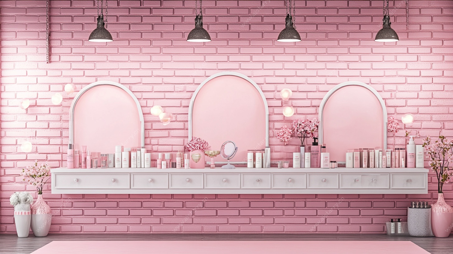 粉色梦幻美妆陈列空间