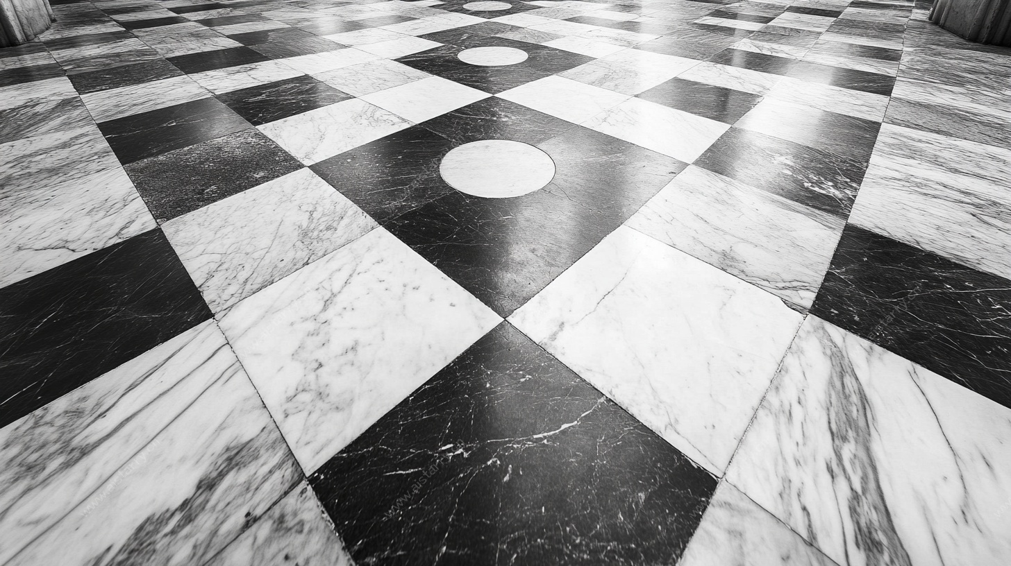 黑白大理石棋盘格地板