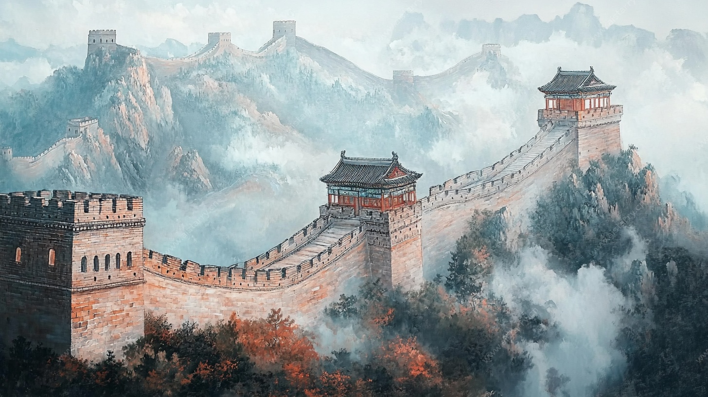 万里长城云雾间壮丽图景