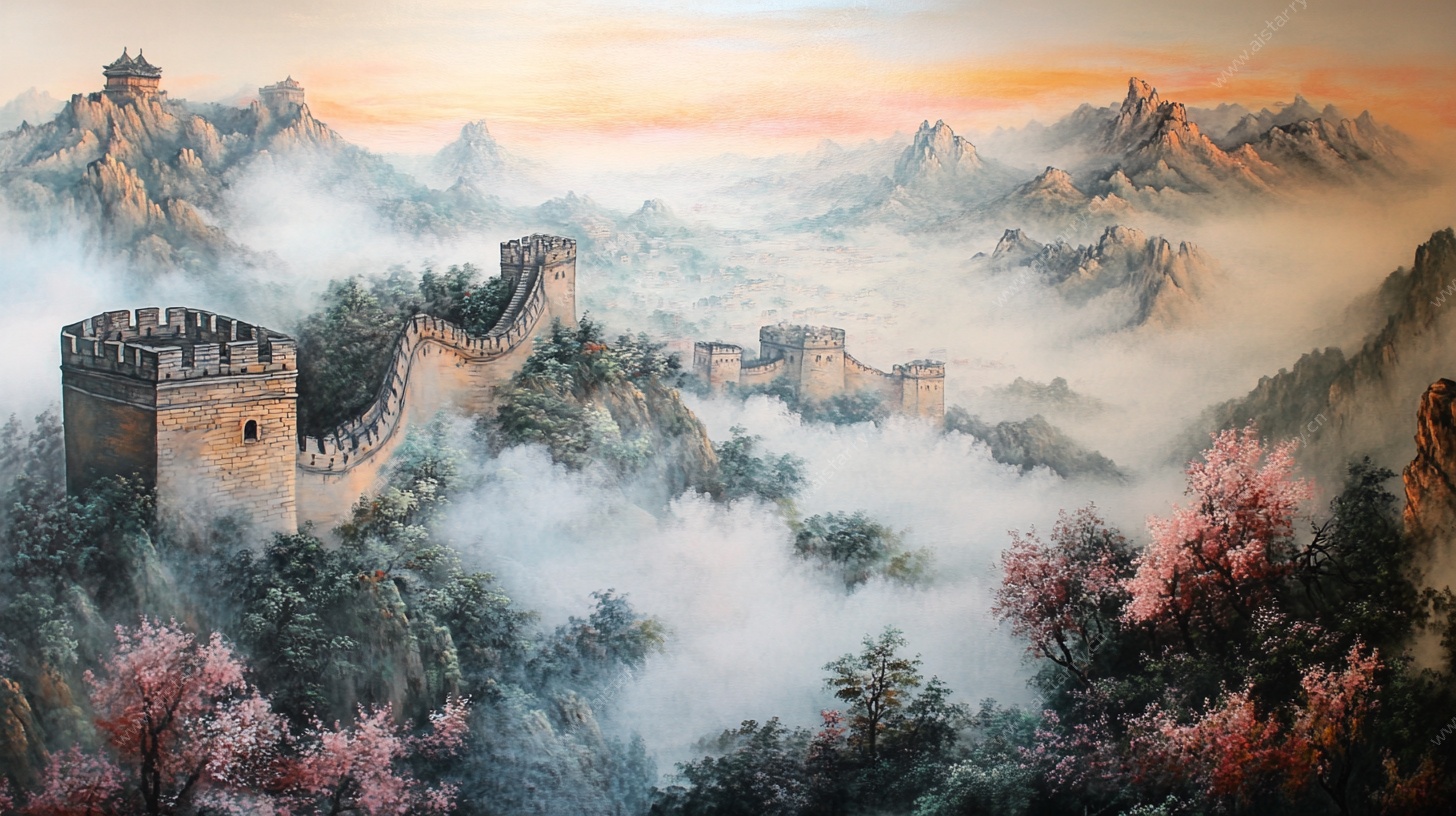 壮美长城晨曦云雾图