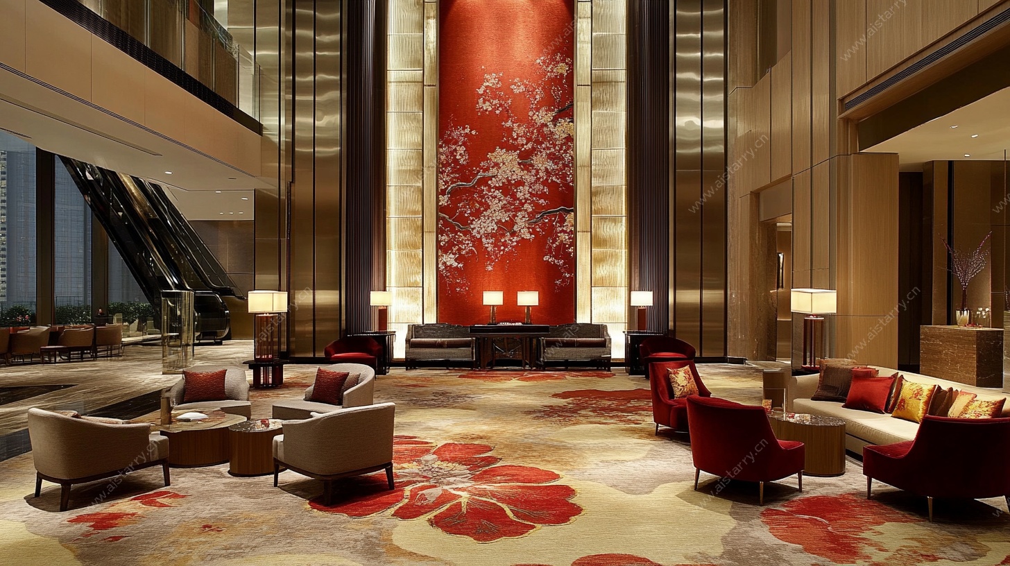 中式奢华酒店大堂场景