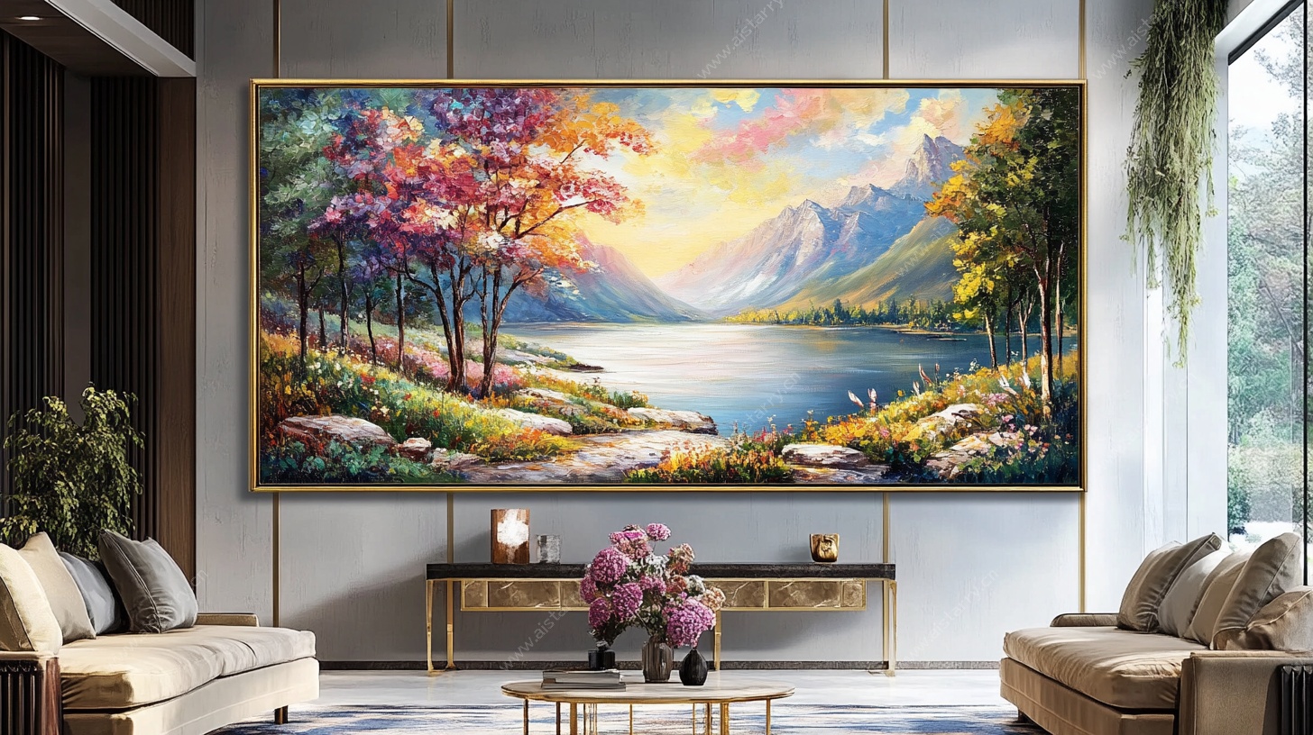 客厅中的山水风景装饰画