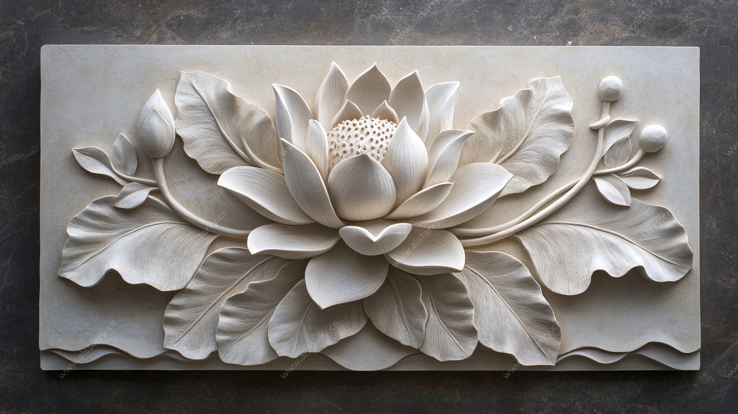 白色莲花浮雕装饰艺术