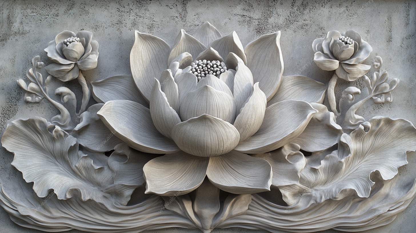 莲花石雕艺术作品