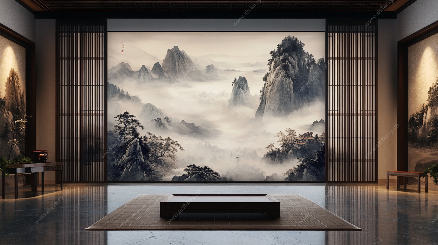 中式山水意境客厅装饰画