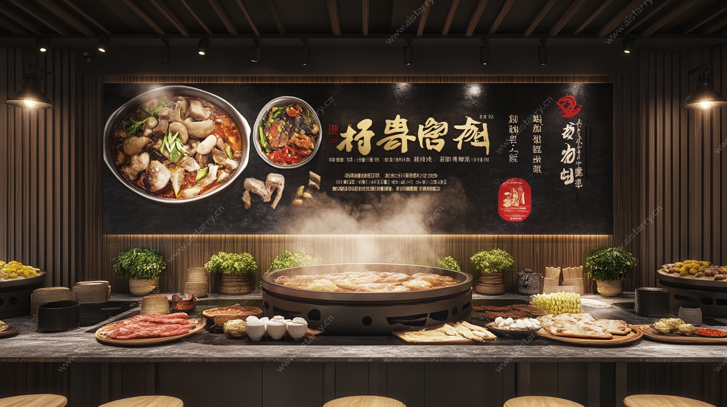 中式火锅餐厅美食展示