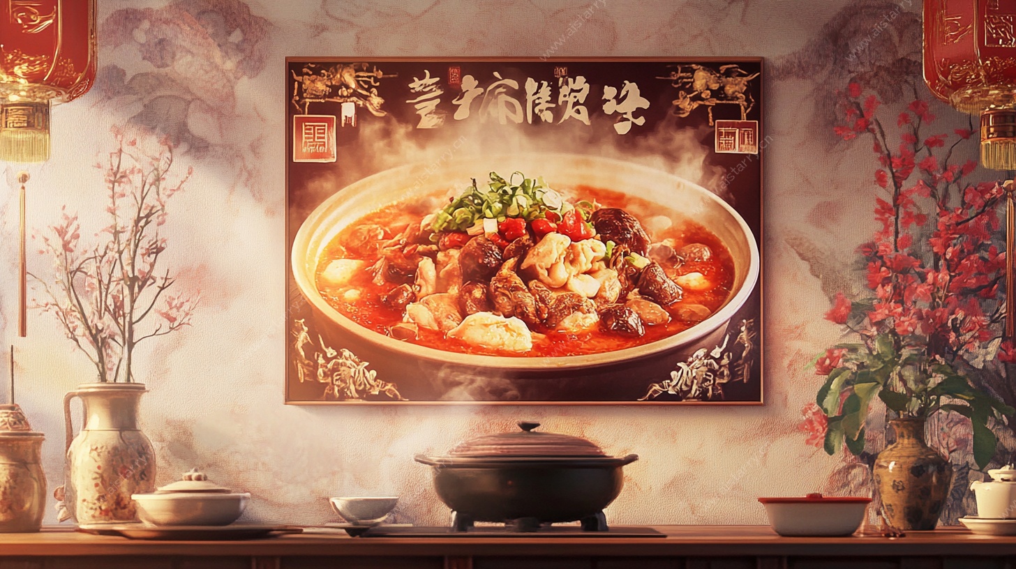 中式风格美食餐厅装饰图