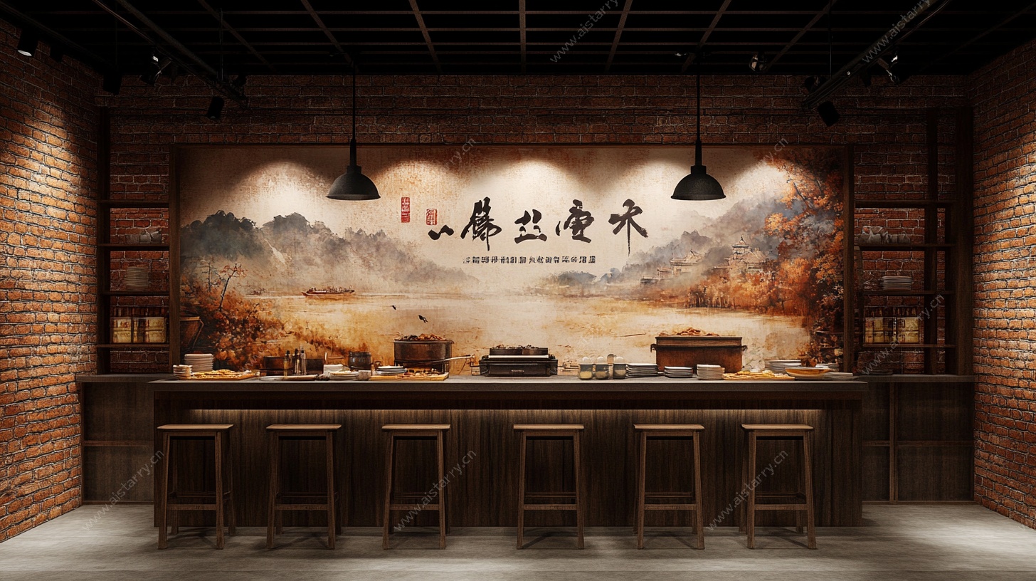 中式古风茶饮店室内场景