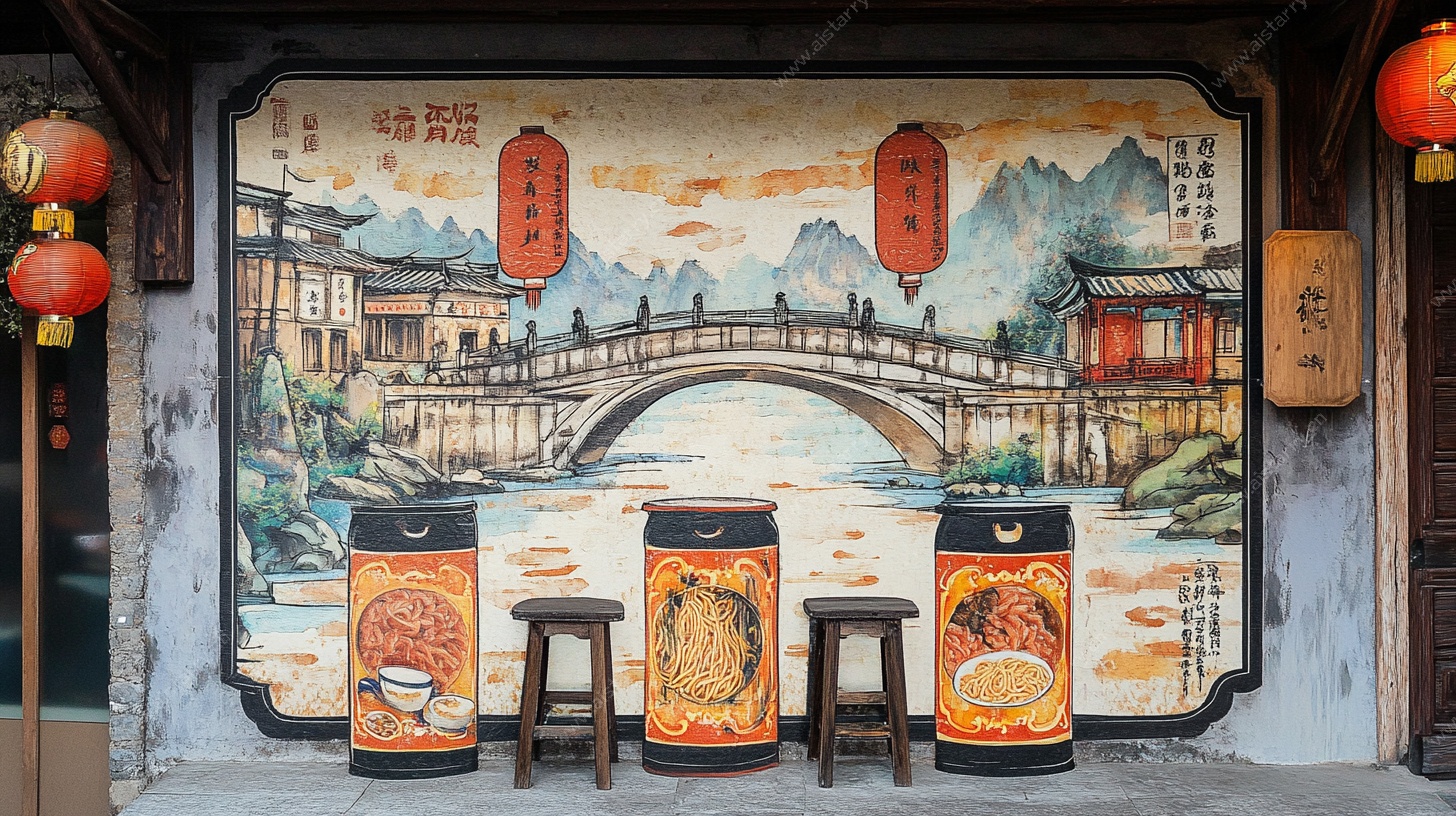 中式古风墙面装饰壁画