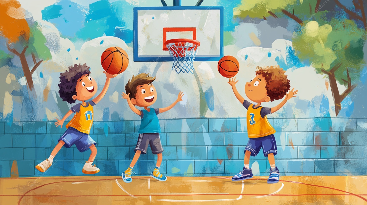 儿童户外篮球欢乐时光