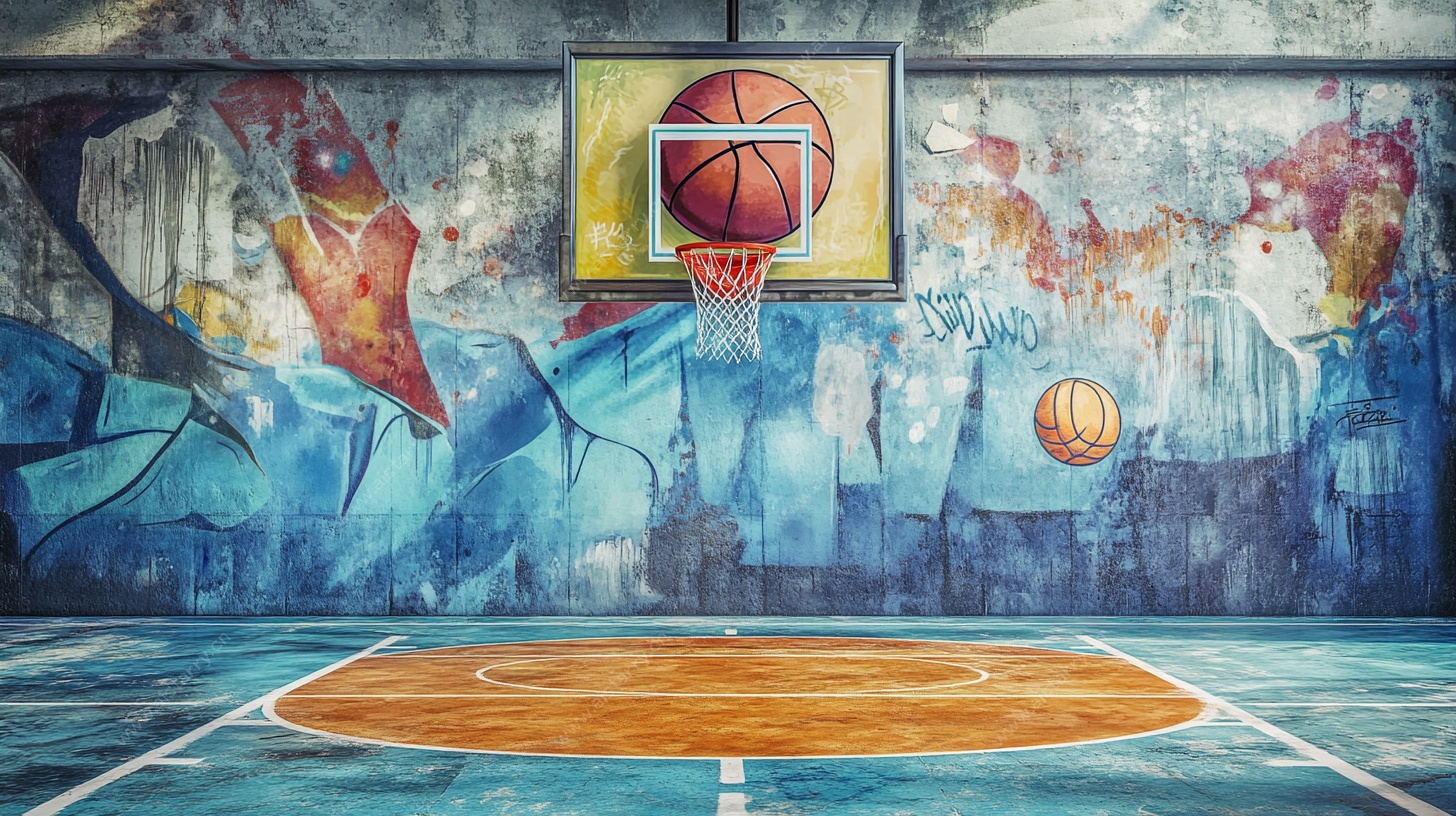 涂鸦风室内篮球场场景