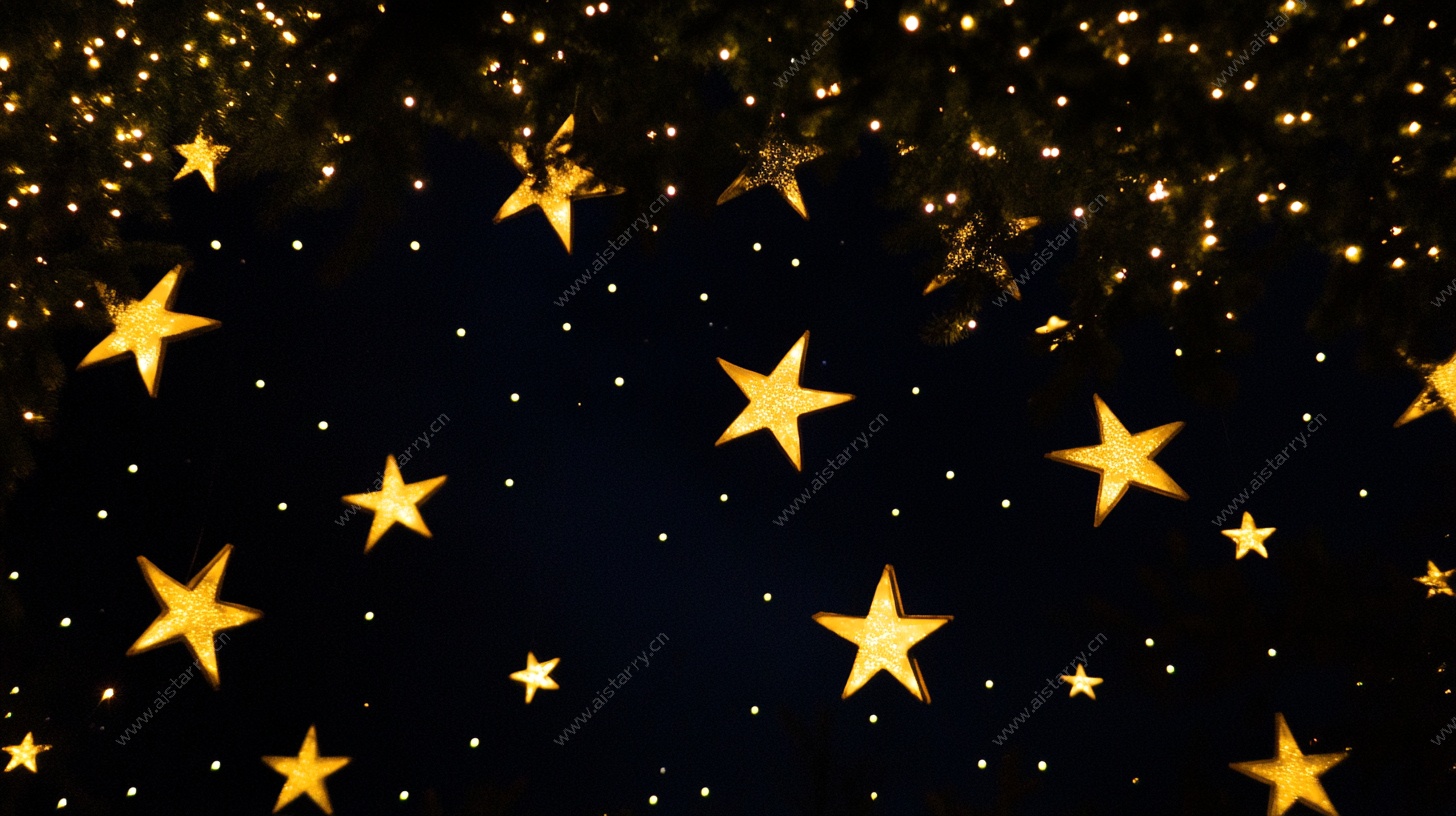 梦幻金色星星夜空背景