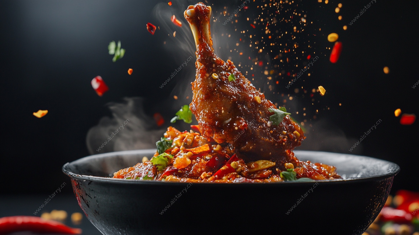 香辣卤味大鸡腿诱人瞬间