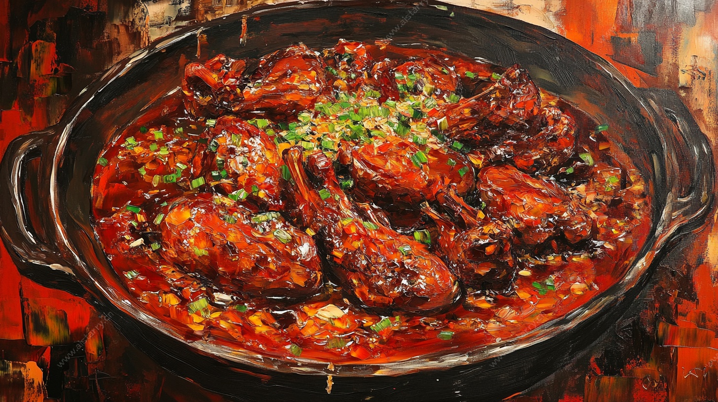 香辣诱人的红烧兔头