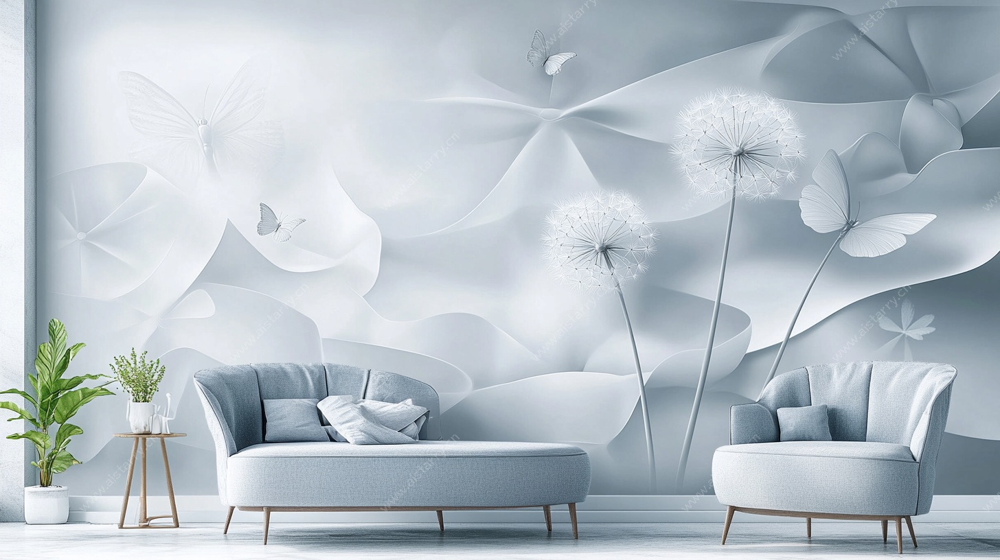 简约蒲公英背景客厅装饰图