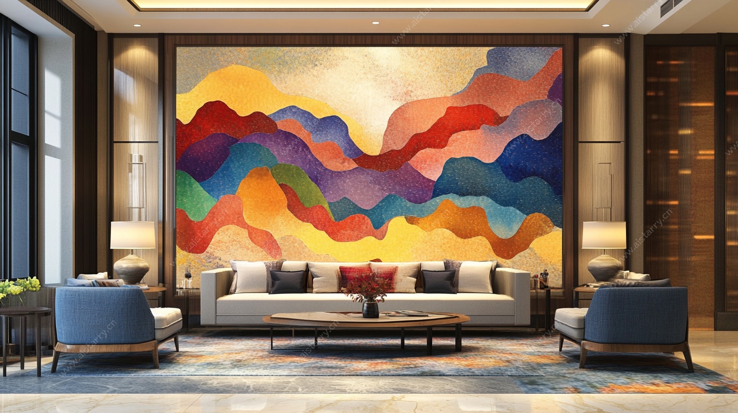 现代客厅抽象艺术背景墙