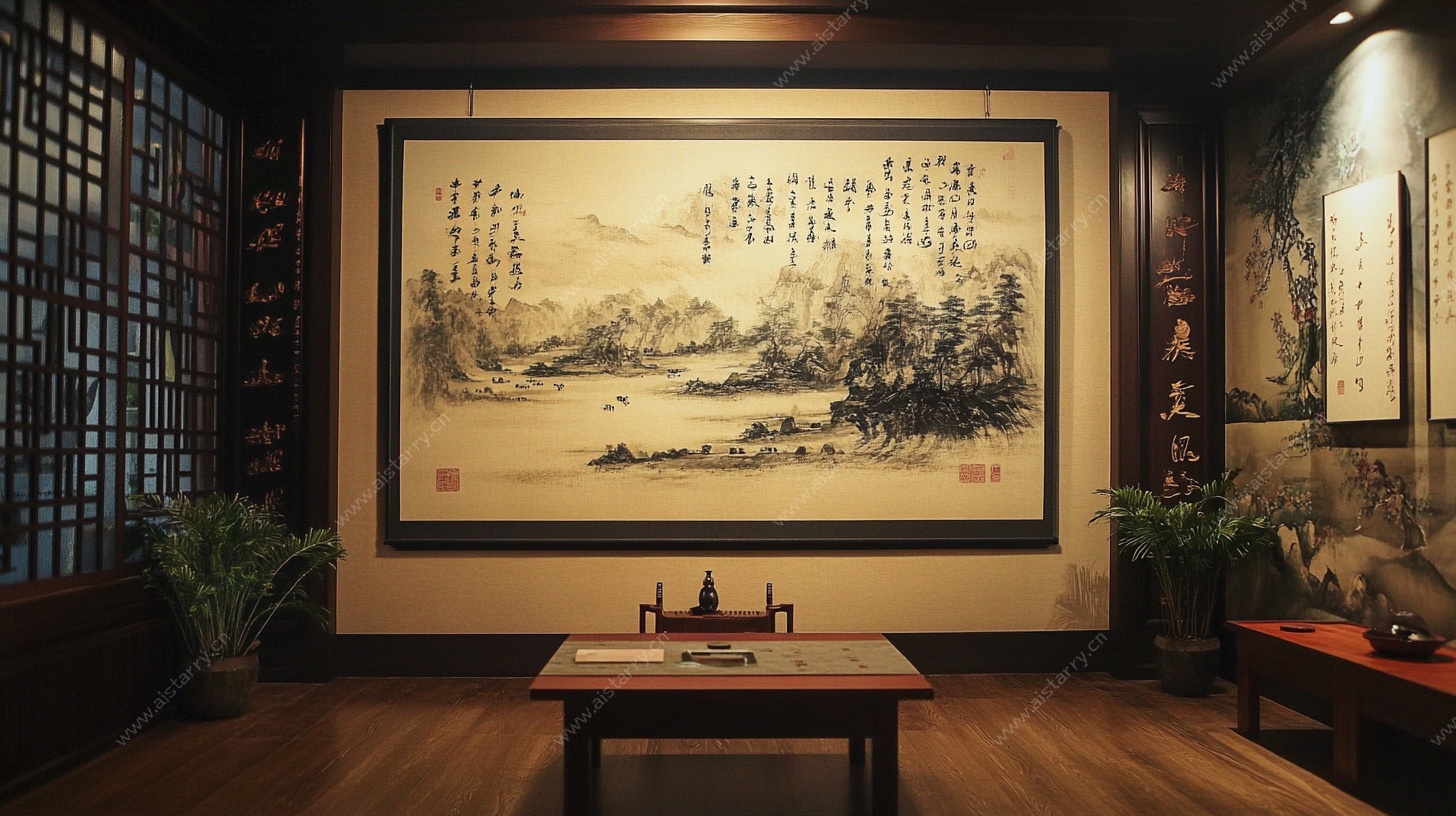 中式雅致茶室 水墨挂画