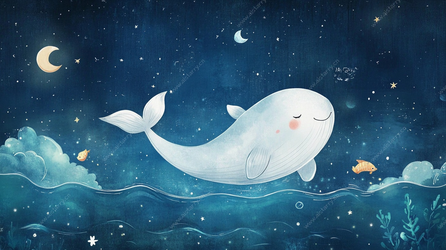 梦幻夜空下的浮游鲸鱼