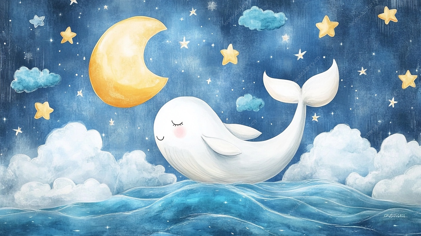 梦幻夜空下的云端白鲸