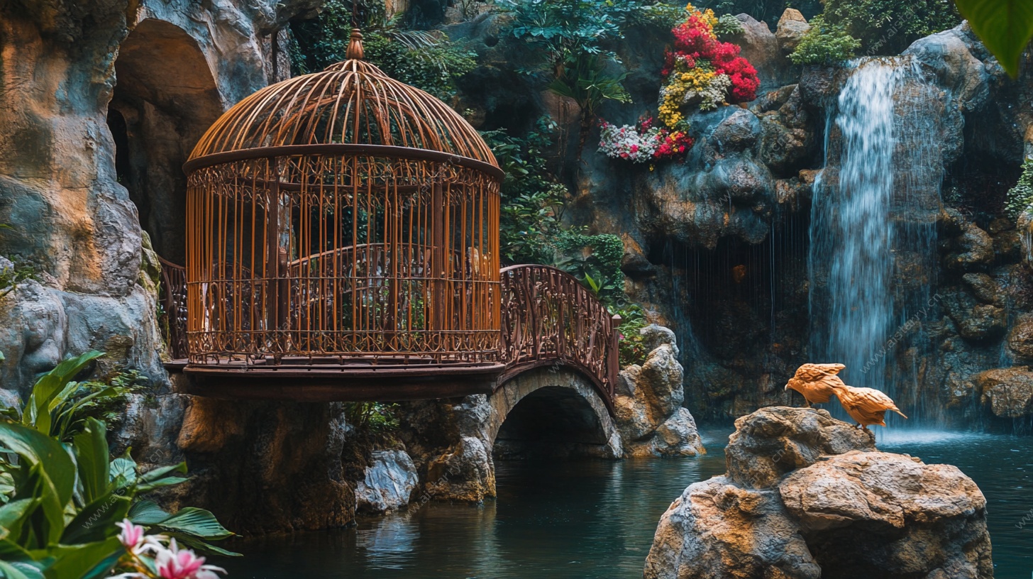 梦幻鸟笼瀑布景观