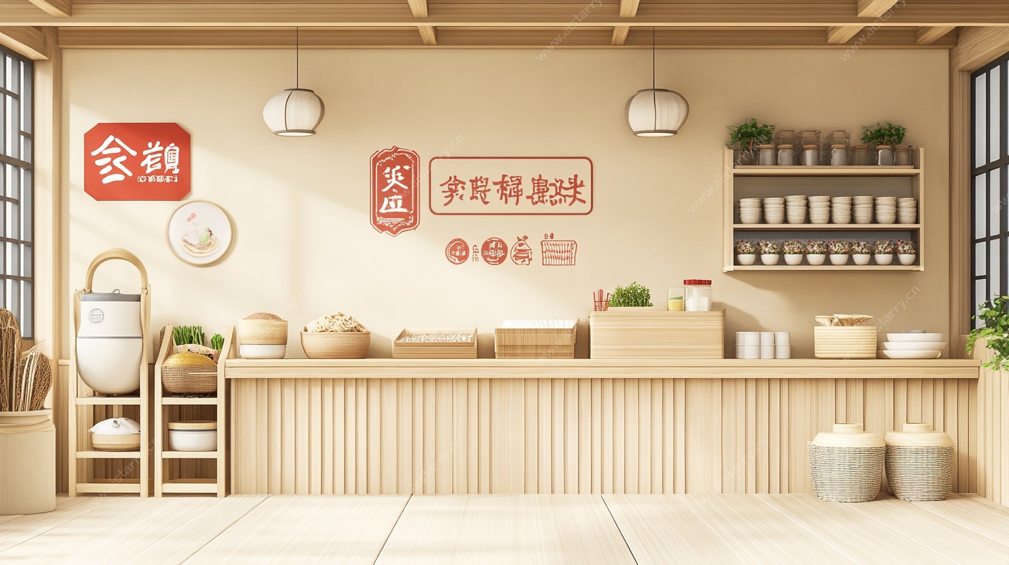 中式温馨面馆室内场景