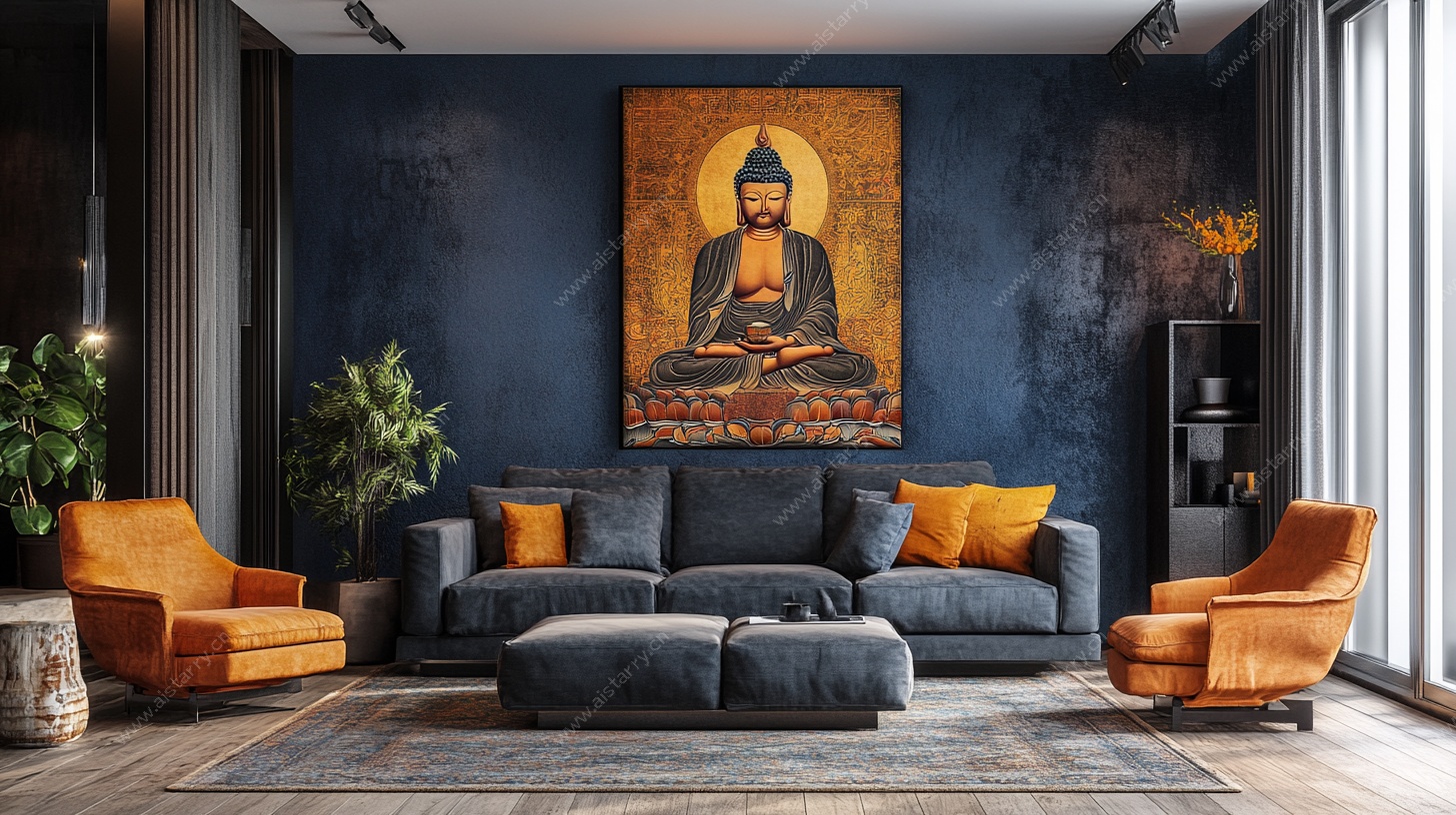 现代禅意客厅佛像装饰画
