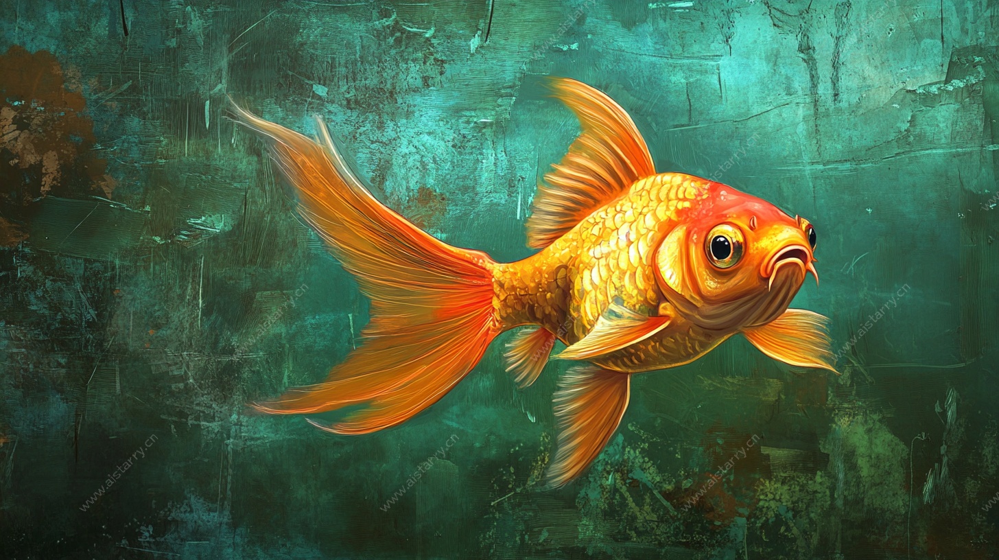 游动的绚丽金鱼插画
