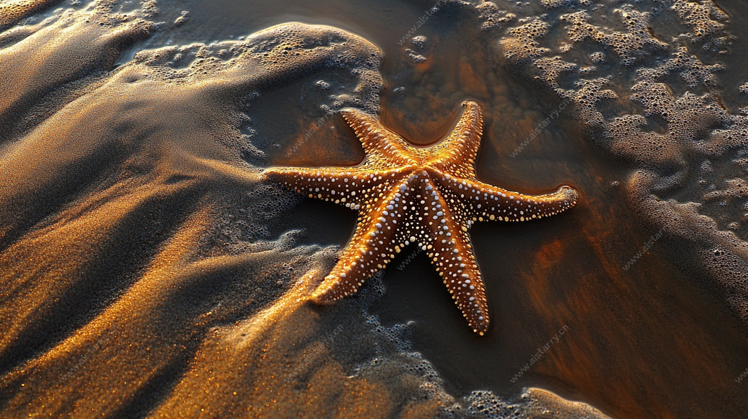 沙滩上的海星特写