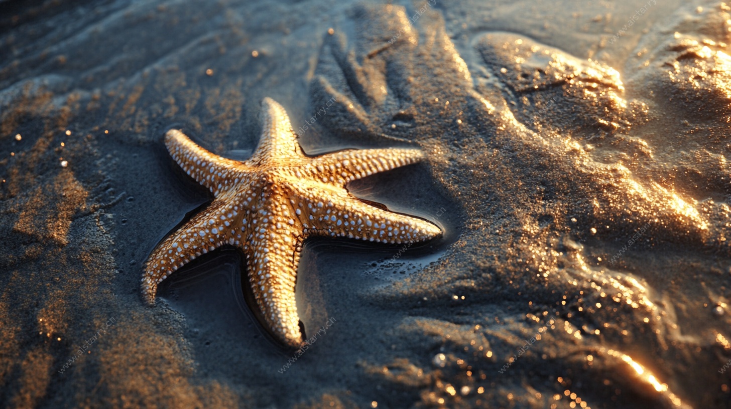 沙滩上的海星特写
