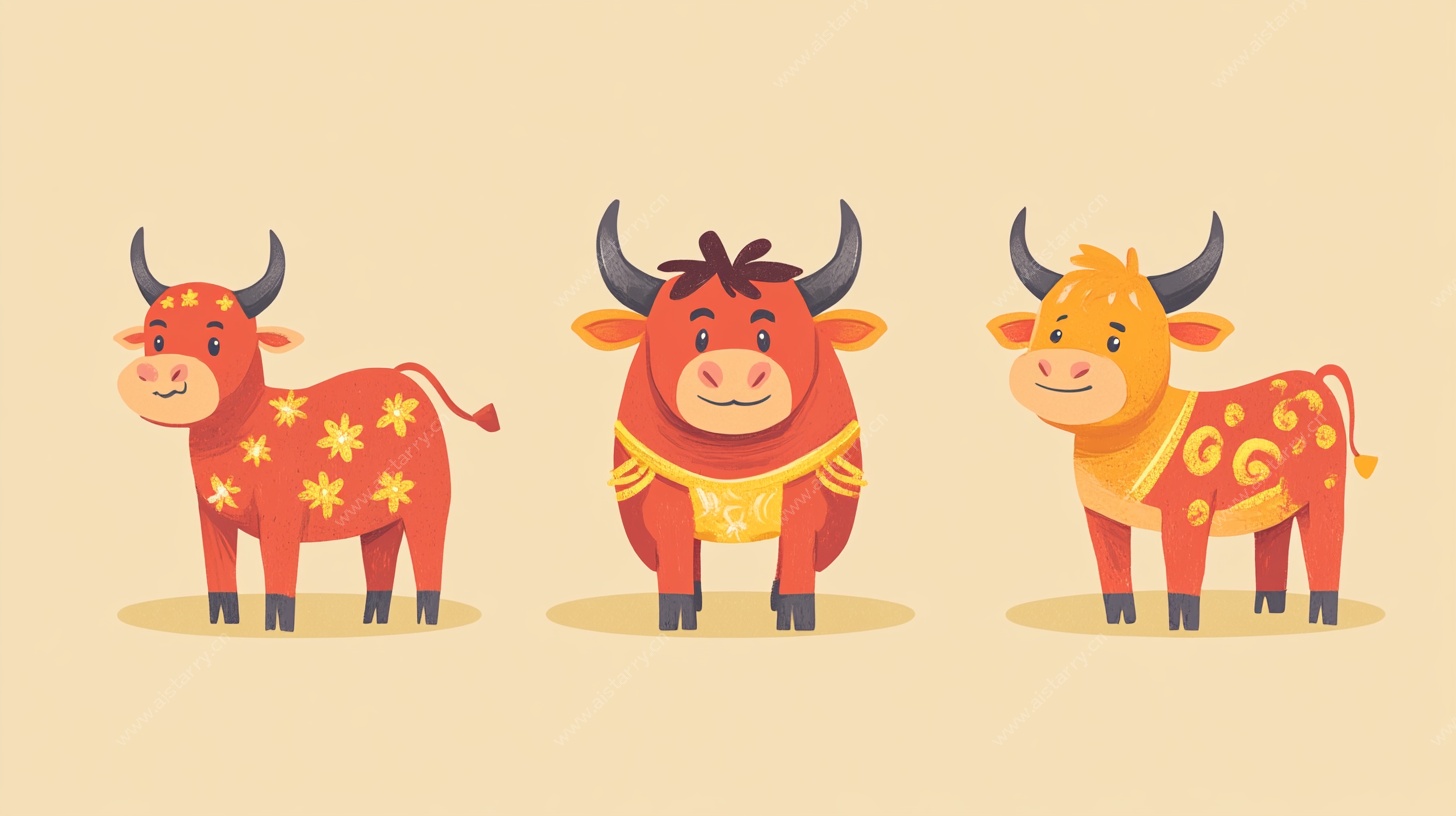 卡通牛形象插画